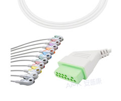 A2036-EE1 Nihon Kohden Kompatibel EKG Kabel 12-pin Nihon Kohden Anschluss AHA Clip