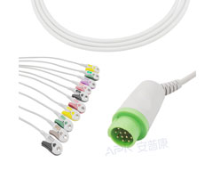 A2043-EE0 GE Healthcare Kompatibel Ekg-kabel Runde 12-pin 10KΩ IEC Clip
