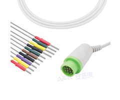 A4343-EE0 GE Healthcare Kompatibel Ekg-kabel Runde 12-pin 10KΩ IEC Din 3,0