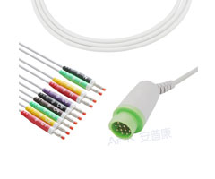A4043-EE0 GE Healthcare Kompatibel Ekg-kabel Runde 12-pin 10KΩ IEC Banana