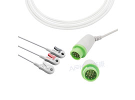 A3122-EC1 GE Healthcare > Corometrics Kompatibel Einem stück 3-blei EKG Kabel 10KΩ Clip, AHA 12pin